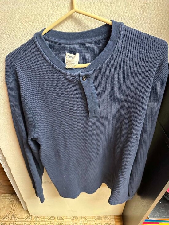 Tilley Tops - Navy blue Tilley waffle-knit Long sleeve